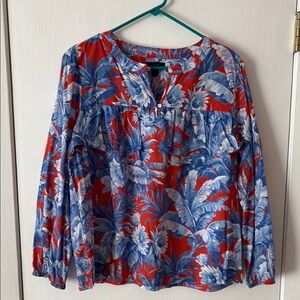 Jcrew Floral Red and Blue Women's Top